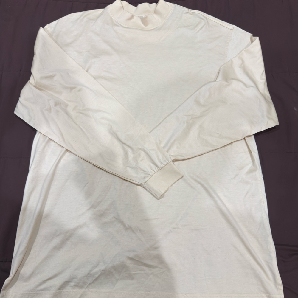 Elegant Cream Golf Long Sleeve Men's Shirt